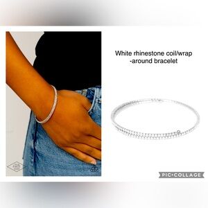 Sleek Sparkle White Rhinestone Coil Bracelet
